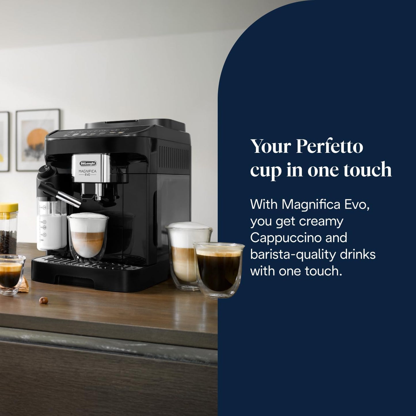 De'Longhi Magnifica Evo, Bean to Cup Coffee and Cappuccino Maker, 1450 watts, 250g bean container, 1.8L water container, ECAM292.81.B, Plastic, Black